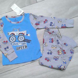 Boys Tractor Truck Long Sleeve Cotton Pajama Set